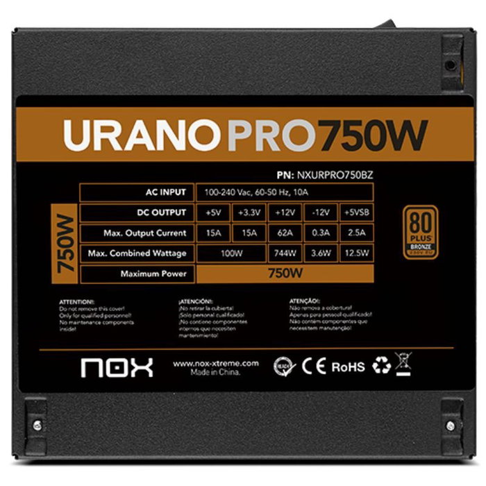 Nox Urano PRO 750W Bronze ATX Negro